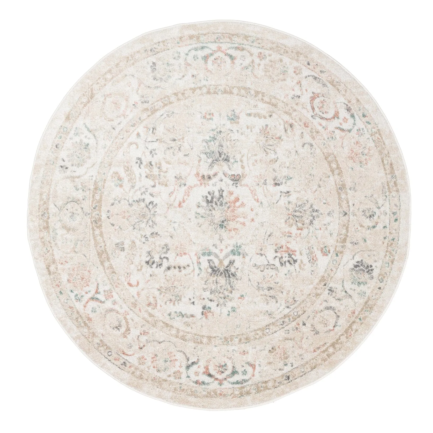 Caribou Cream and Pink Traditional Round Rugmodern color block patchwork rug