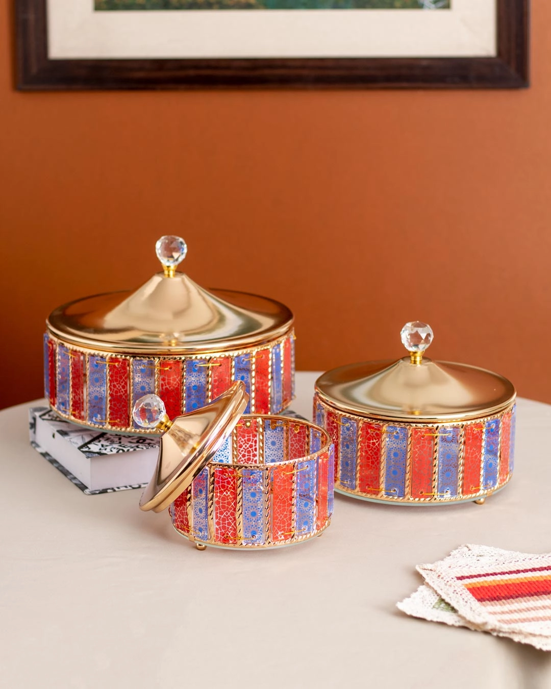 Carnival Glass Storage Jar With Lid - Small