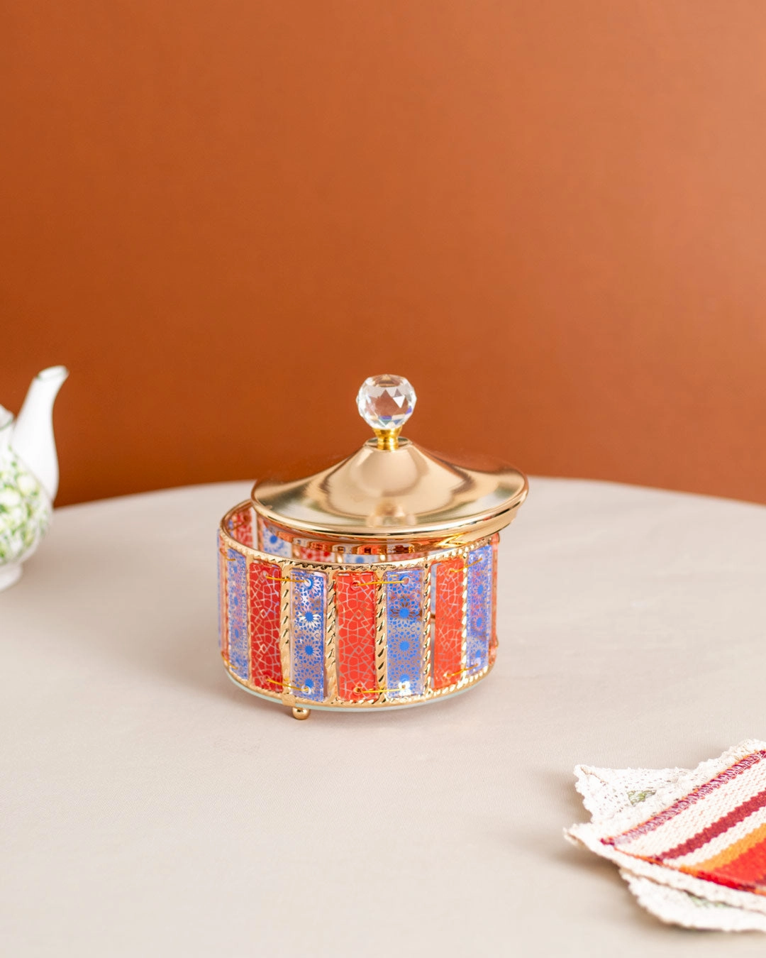 Carnival Glass Storage Jar With Lid - Small