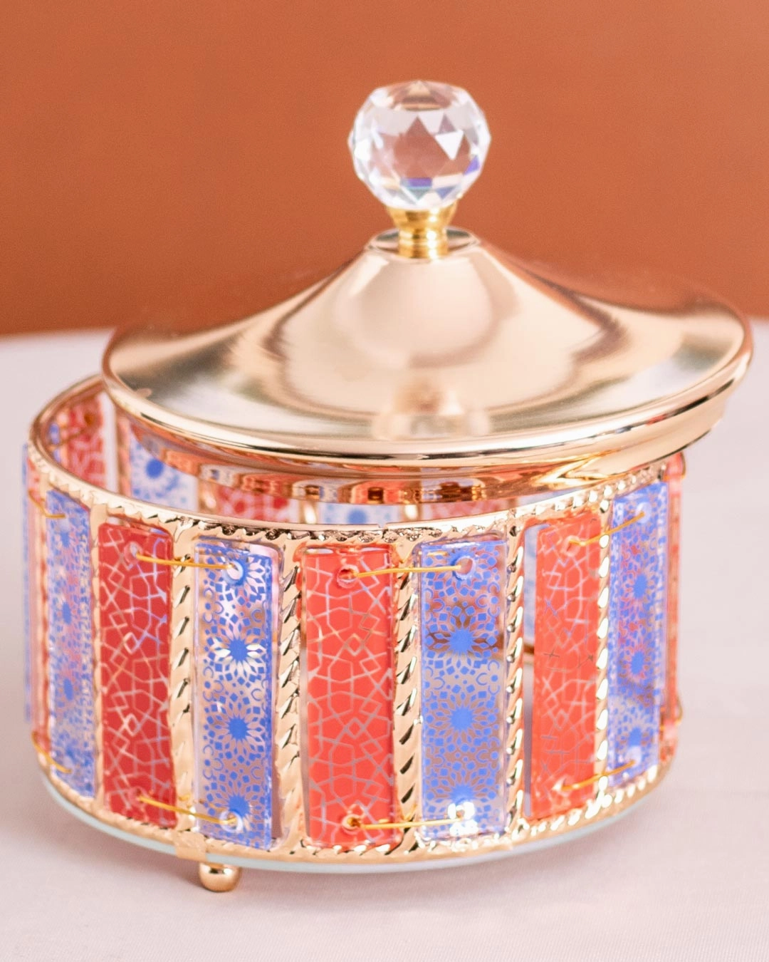 Carnival Glass Storage Jar With Lid - Small