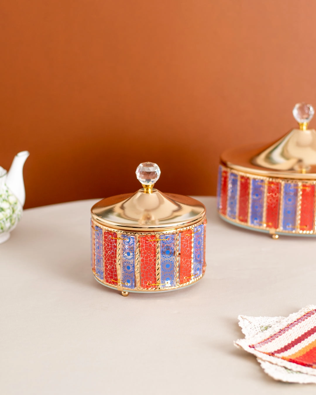 Carnival Glass Storage Jar With Lid - Smallmodern kitchen decor ,kitchen dinner set ,dinnerware 