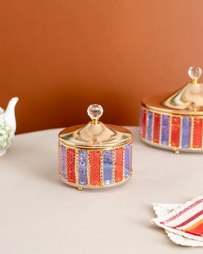 Carnival Glass Storage Jar With Lid - Smallmodern kitchen decor ,kitchen dinner set ,dinnerware 