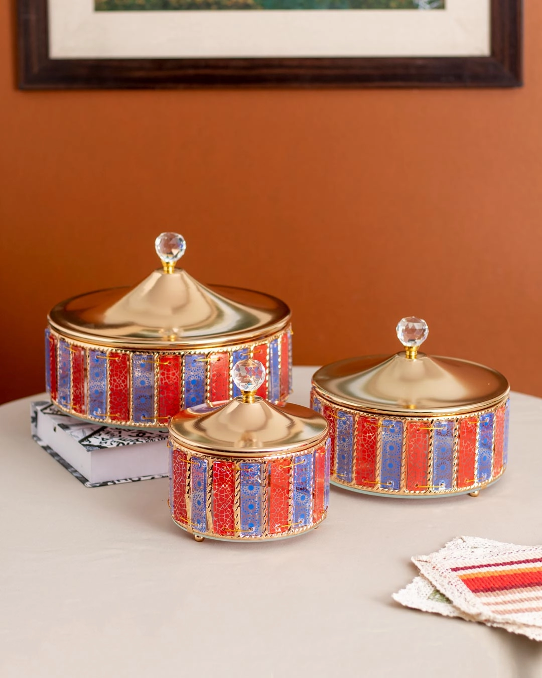 Carnival Glass Storage Jar With Lid - Small