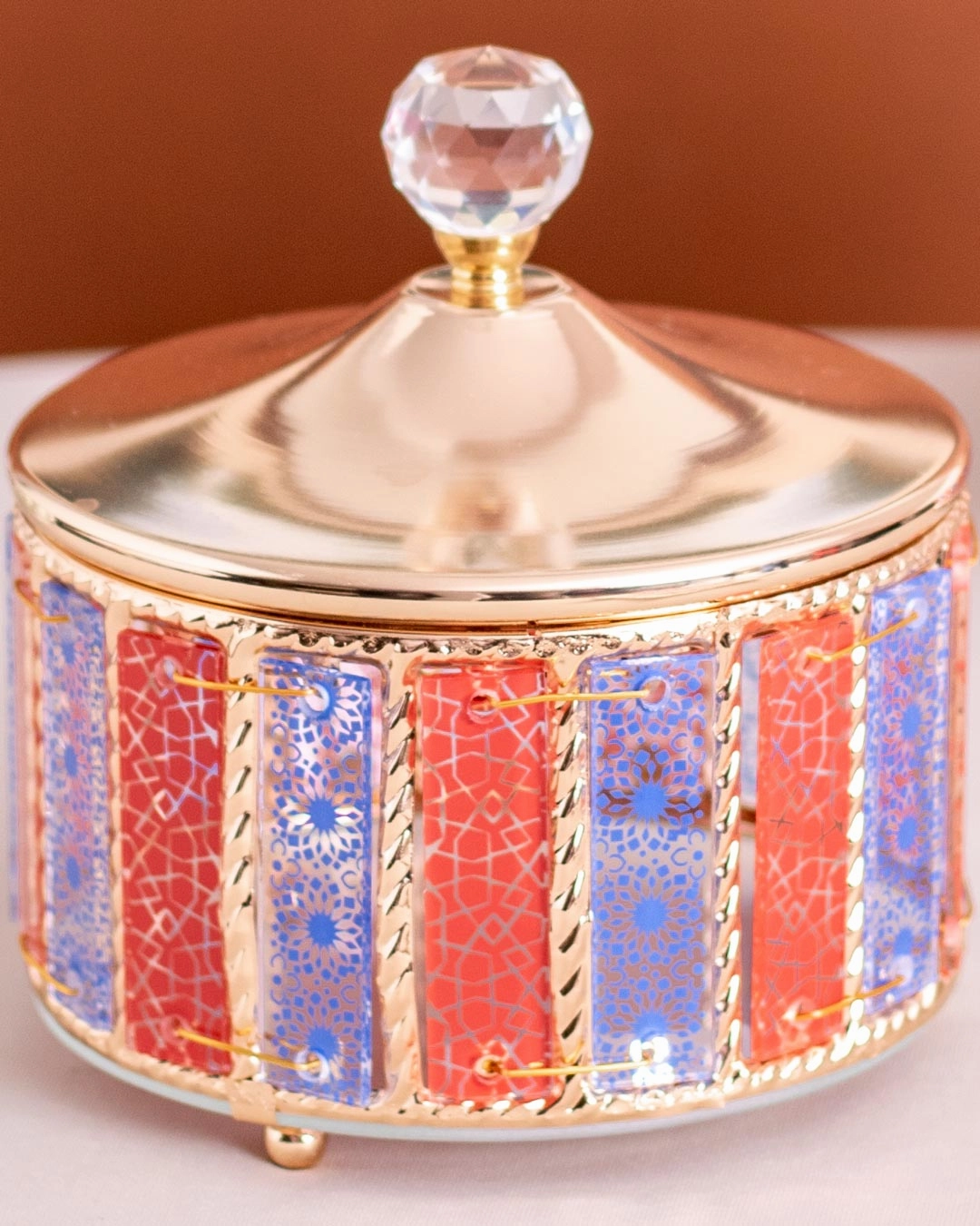 Carnival Glass Storage Jar With Lid - Small