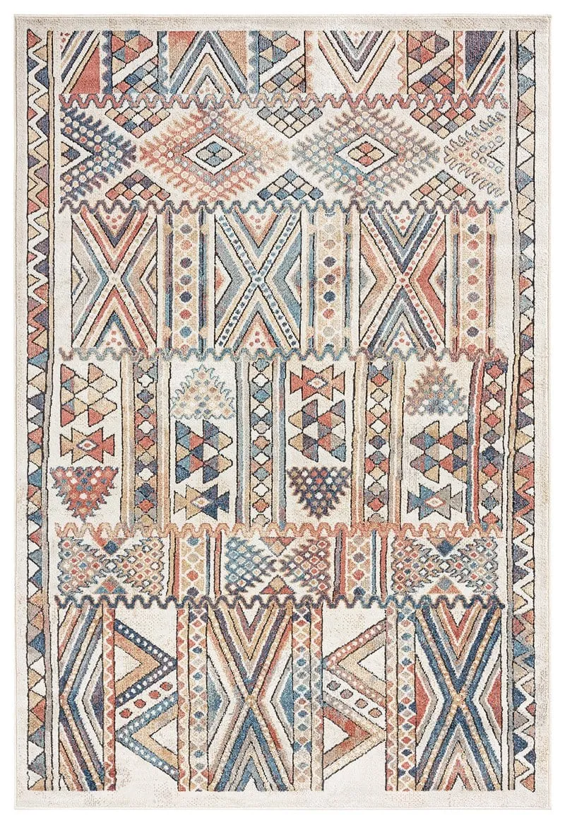 Cassie Orange And Blue Multi Colour Tribal Rugmodern color block patchwork rug