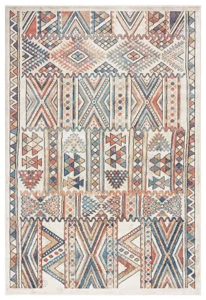 Cassie Orange And Blue Multi Colour Tribal Rugmodern color block patchwork rug