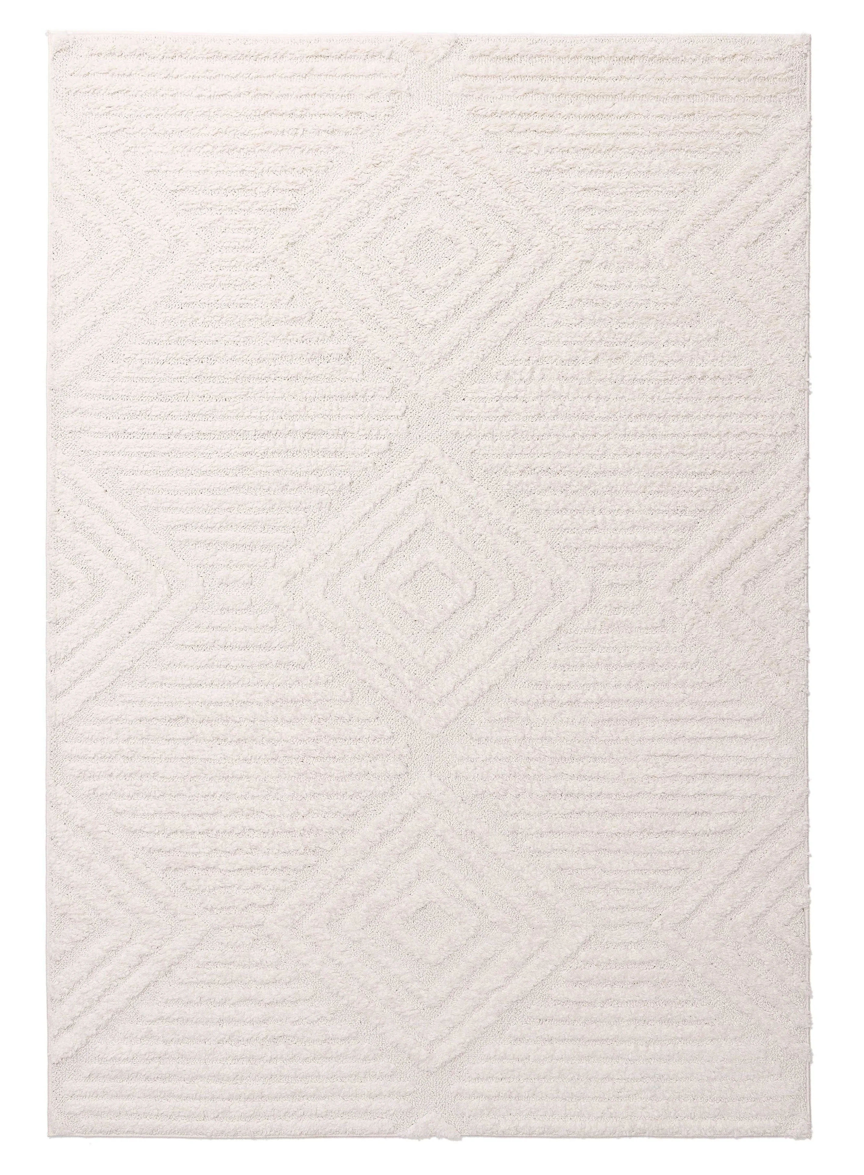 Catriona Ivory Cream Geometric Textured Rugmodern color block patchwork rug