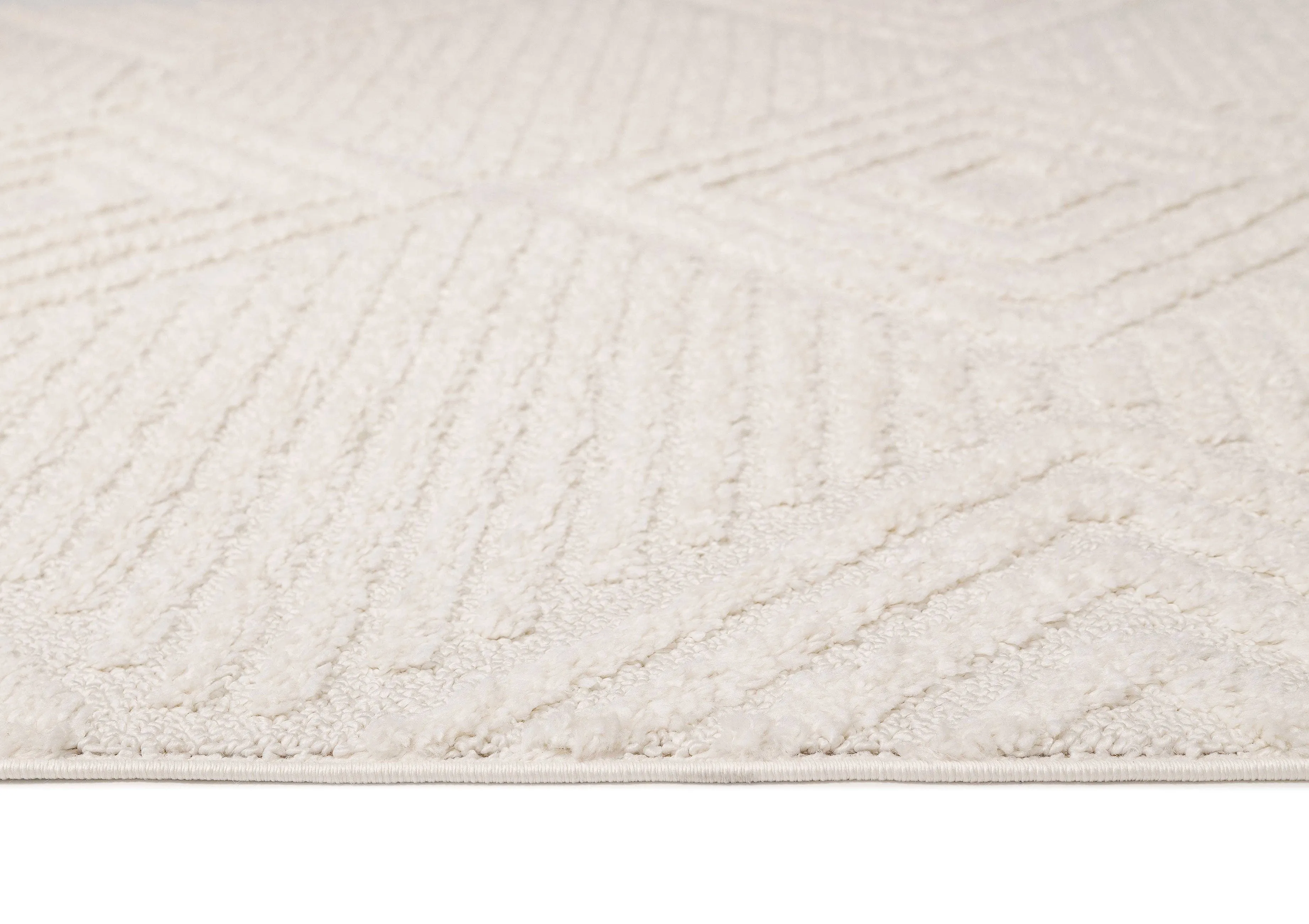 Catriona Ivory Cream Geometric Textured Rug