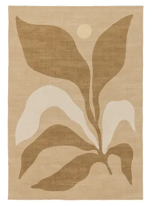 Cece Beige and Brown Botanical Washable Rugmodern color block patchwork rug