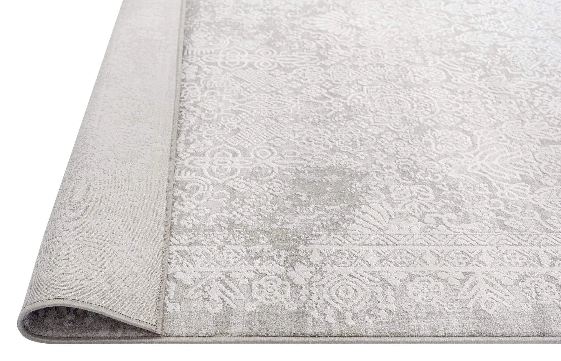 Cecilia Grey and Ivory Distressed Floral Rug *NO RETURNS UNLESS FAULTY