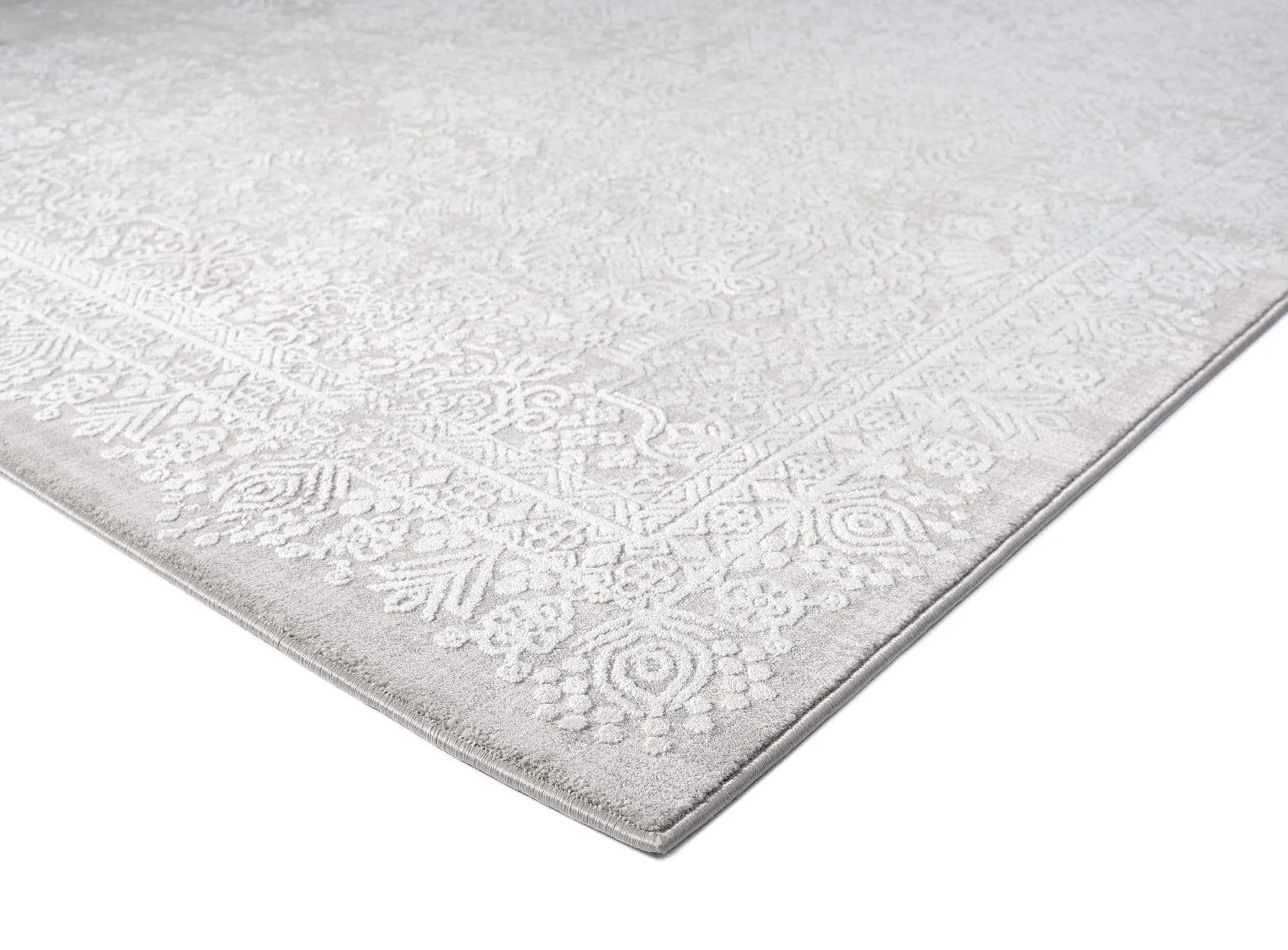 Cecilia Grey and Ivory Distressed Floral Rug *NO RETURNS UNLESS FAULTY