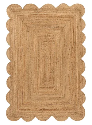 Celeste Natural Brown Scalloped Jute Rugmodern color block patchwork rug