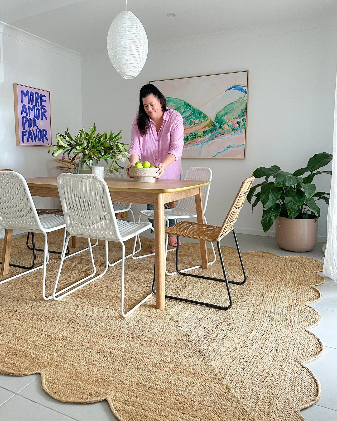 Celeste Natural Brown Scalloped Jute Rug