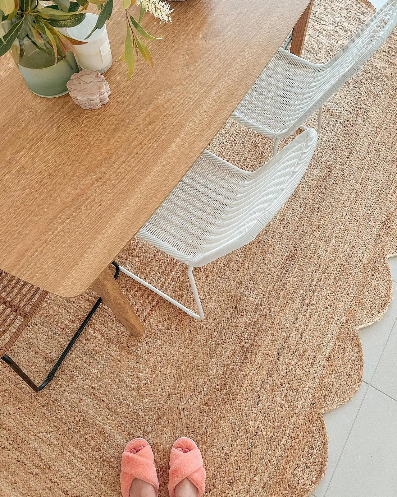 Celeste Natural Brown Scalloped Jute Rug