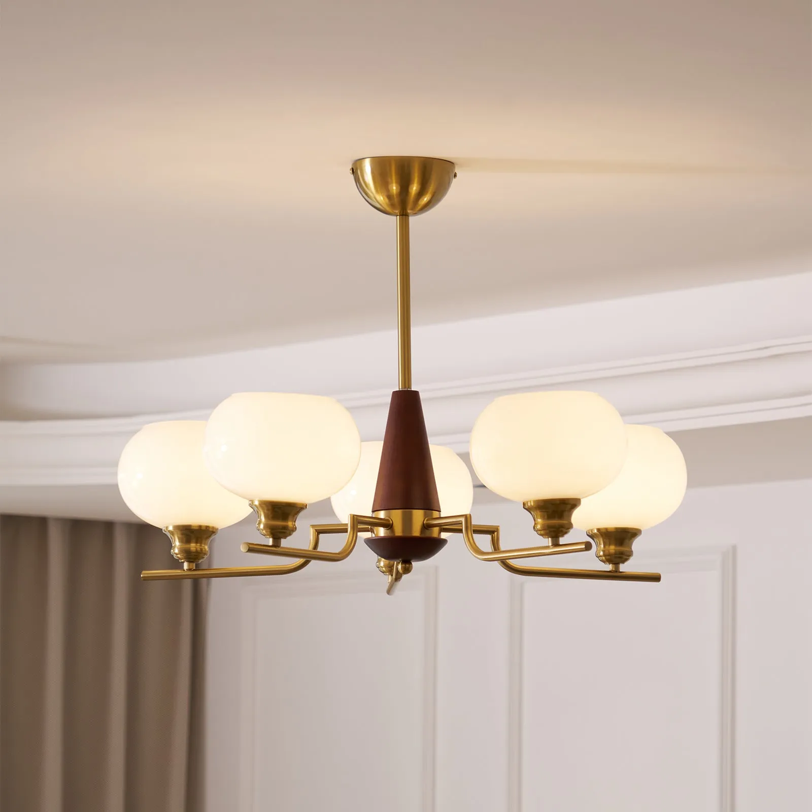 Celeste Sphere Walnut Chandelier