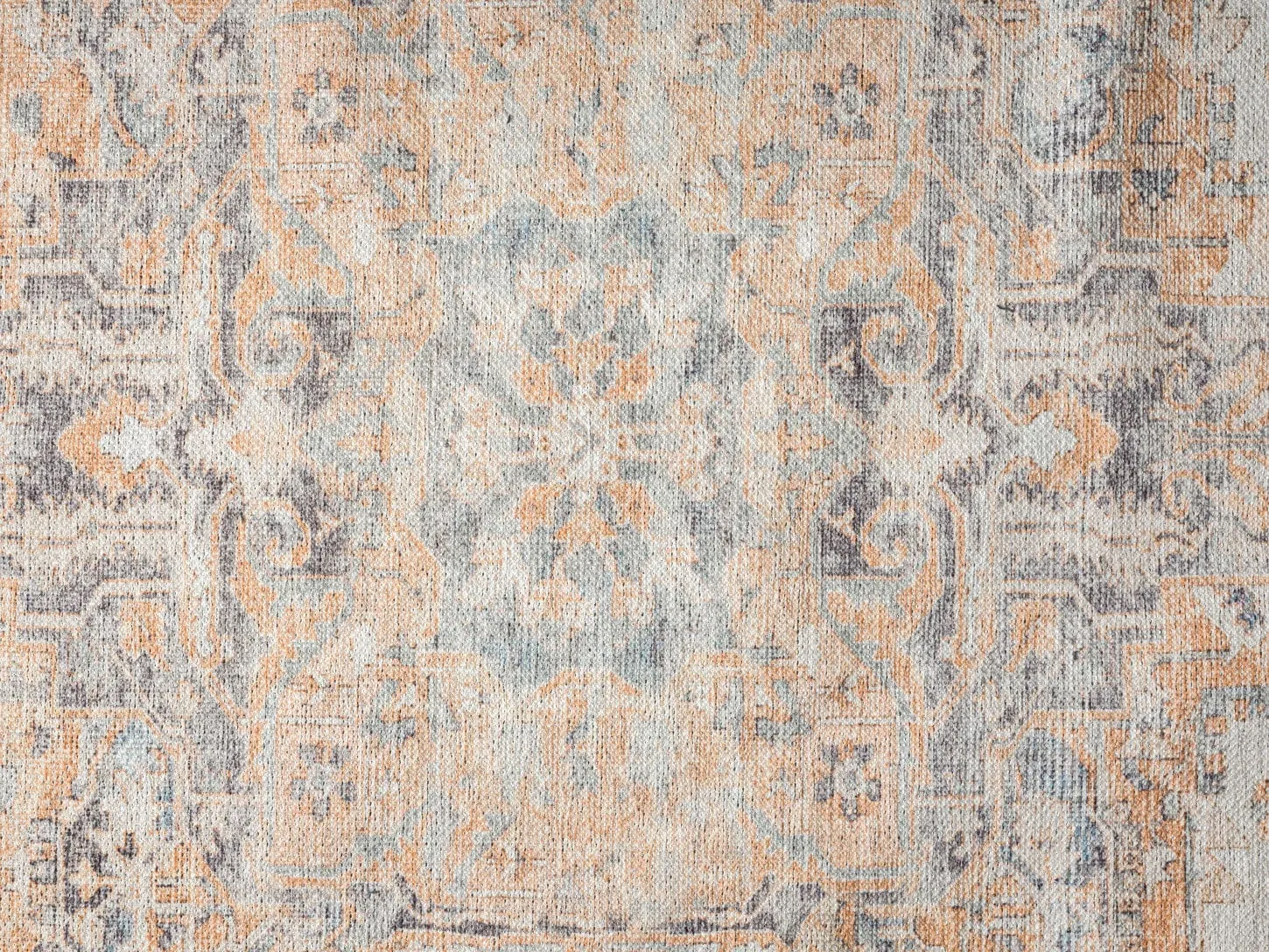 Ceren Orange and Blue Traditional Distressed Washable Rug *NO RETURNS UNLESS FAULTY