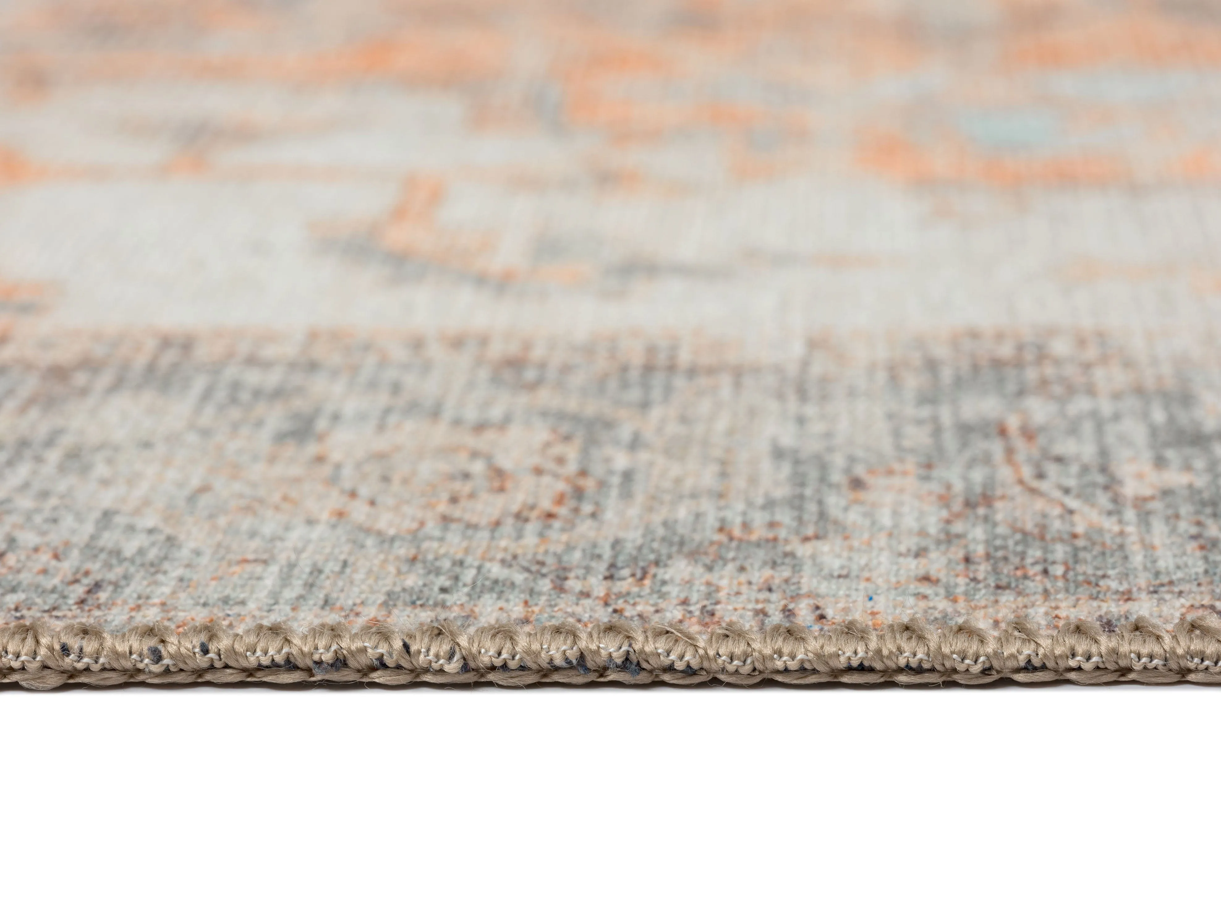Ceren Orange and Blue Traditional Distressed Washable Rug *NO RETURNS UNLESS FAULTY