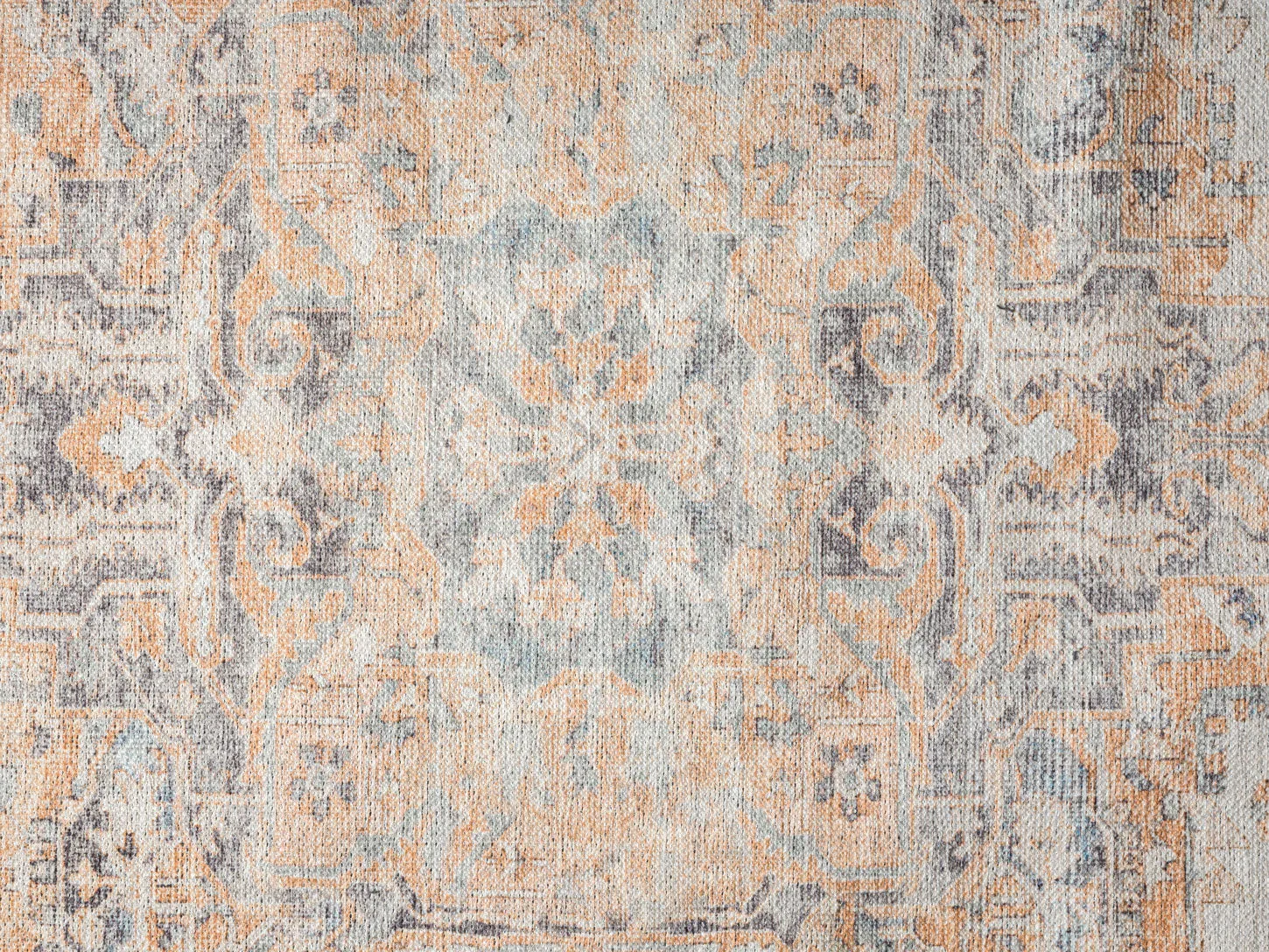 Ceren Orange and BlueTraditional Distressed Washable Runner Rug