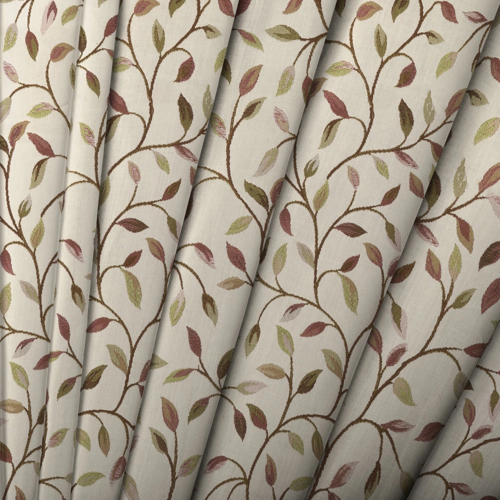 Cervino Woven Jacquard Made to Measure Curtains Cream Aubergine