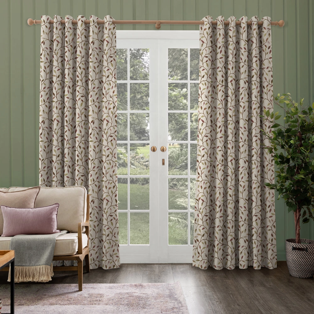 Cervino Woven Jacquard Made to Measure Curtains Cream Aubergine