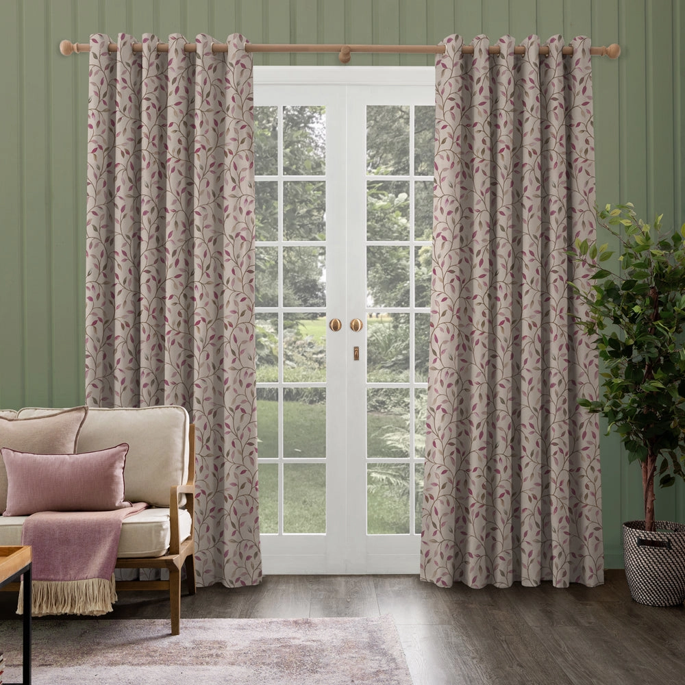 Cervino Woven Jacquard Made to Measure Curtains Mulberry