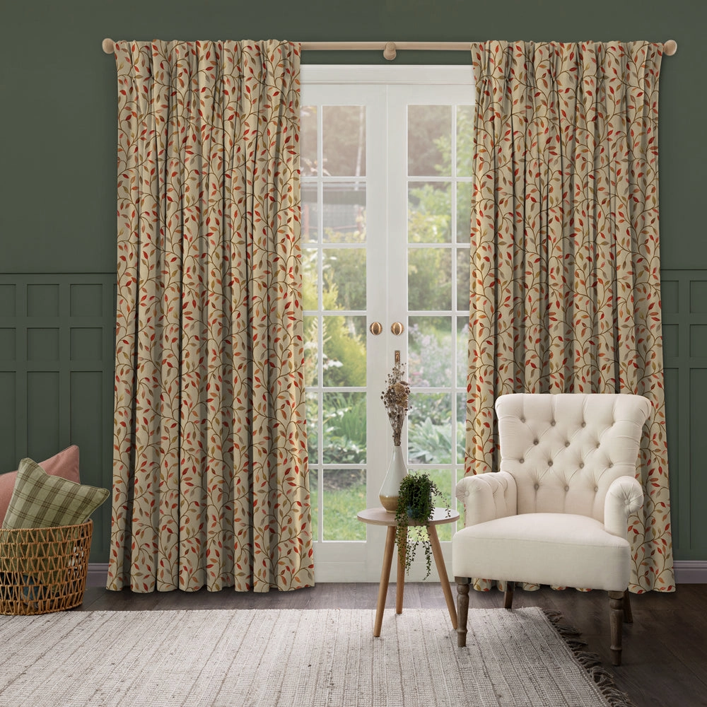 Cervino Woven Jacquard Made to Measure Curtains Red Nut
