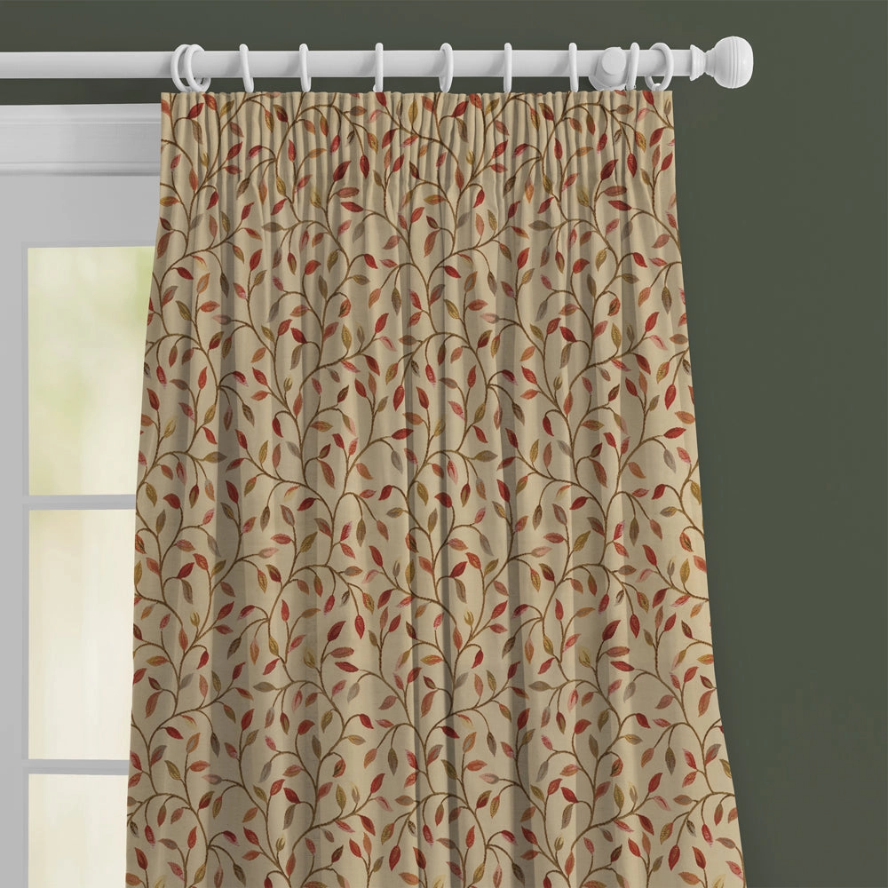Cervino Woven Jacquard Made to Measure Curtains Red Nut