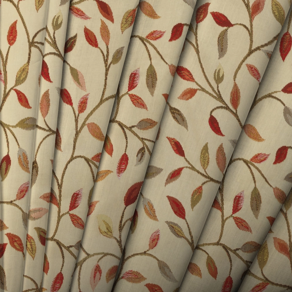 Cervino Woven Jacquard Made to Measure Curtains Red Nut