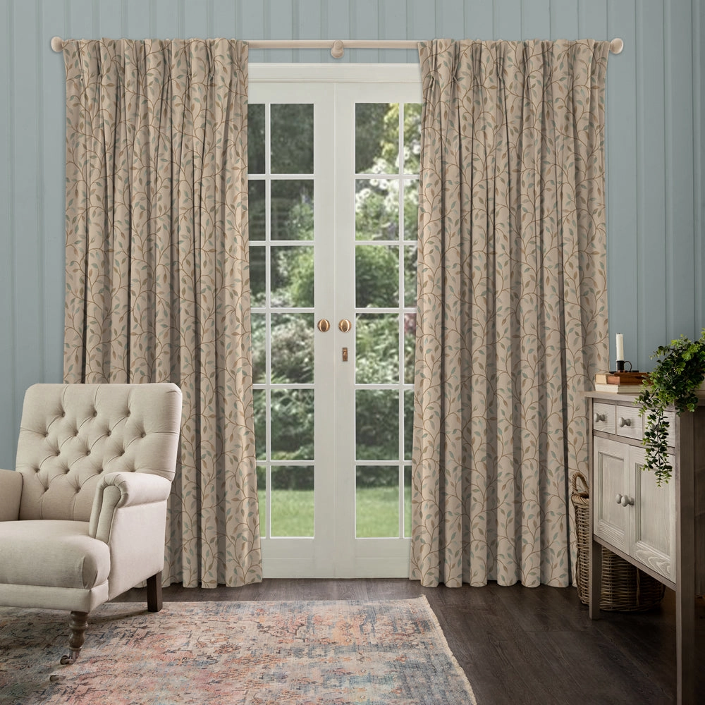 Cervino Woven Jacquard Made to Measure Curtains Robins Egg