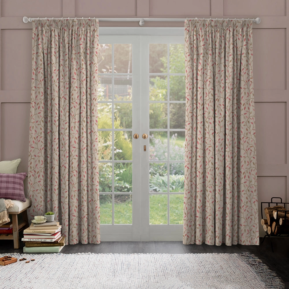 Cervino Woven Jacquard Made to Measure Curtains Rose Hip