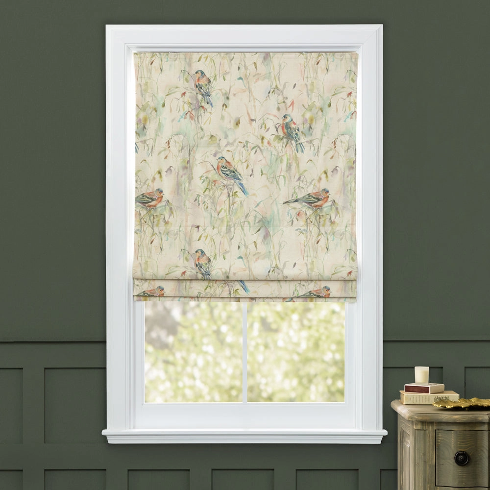 Chaffinch Printed Cotton Made to Measure Roman Blinds Natural