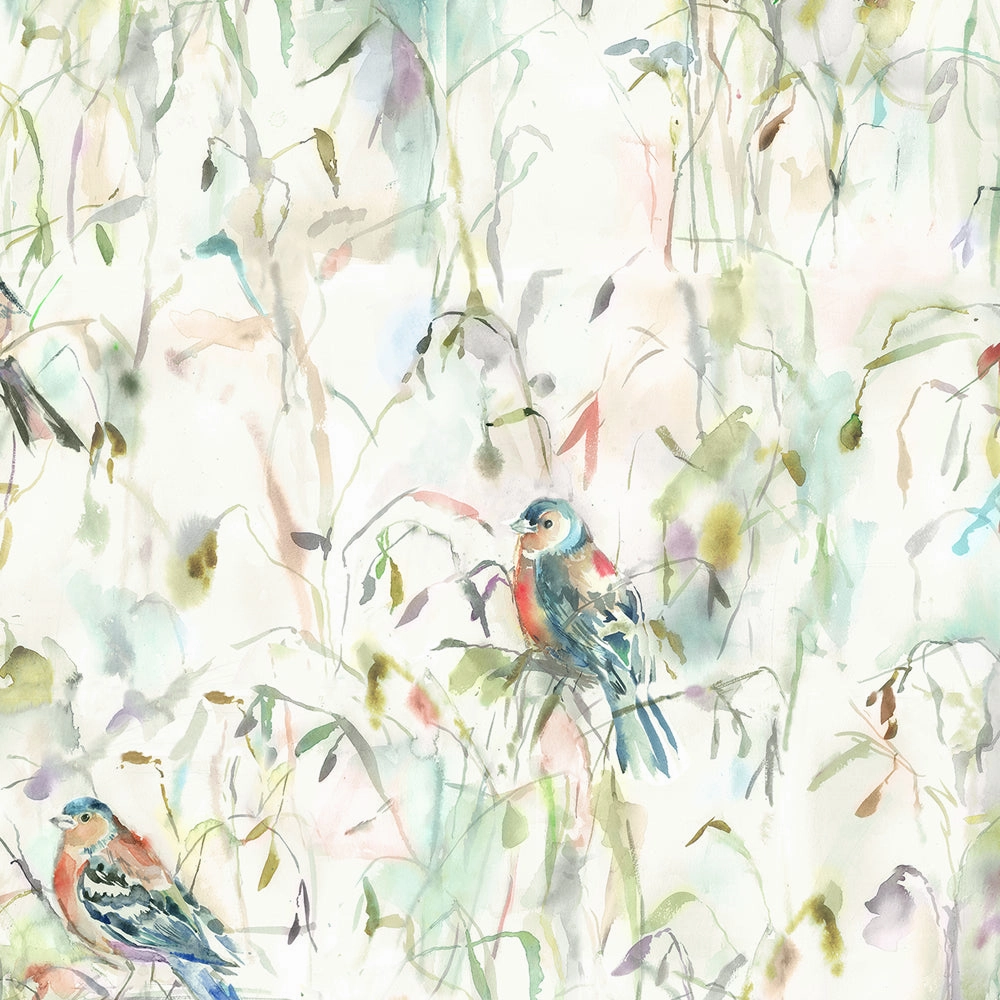 Chaffinch Printed Cotton Made to Measure Roman Blinds Natural