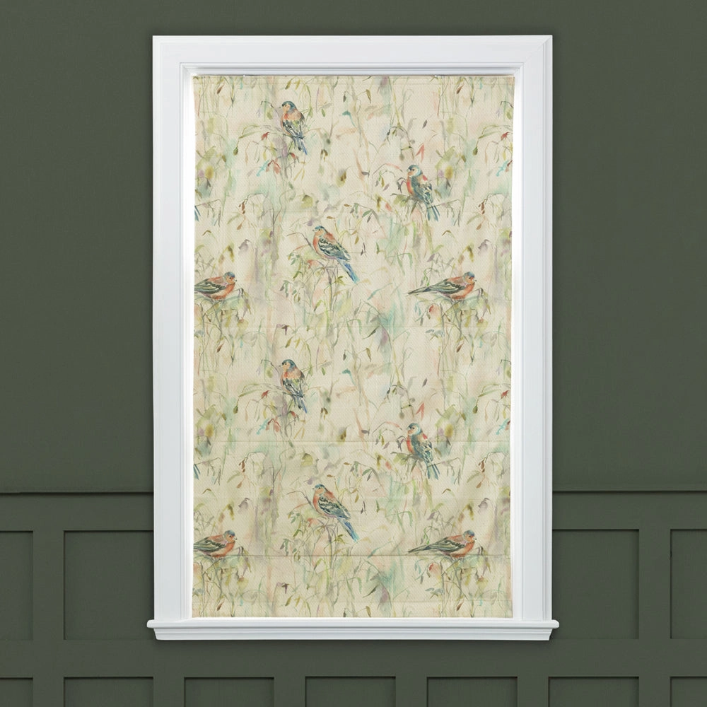 Chaffinch Printed Cotton Made to Measure Roman Blinds Natural