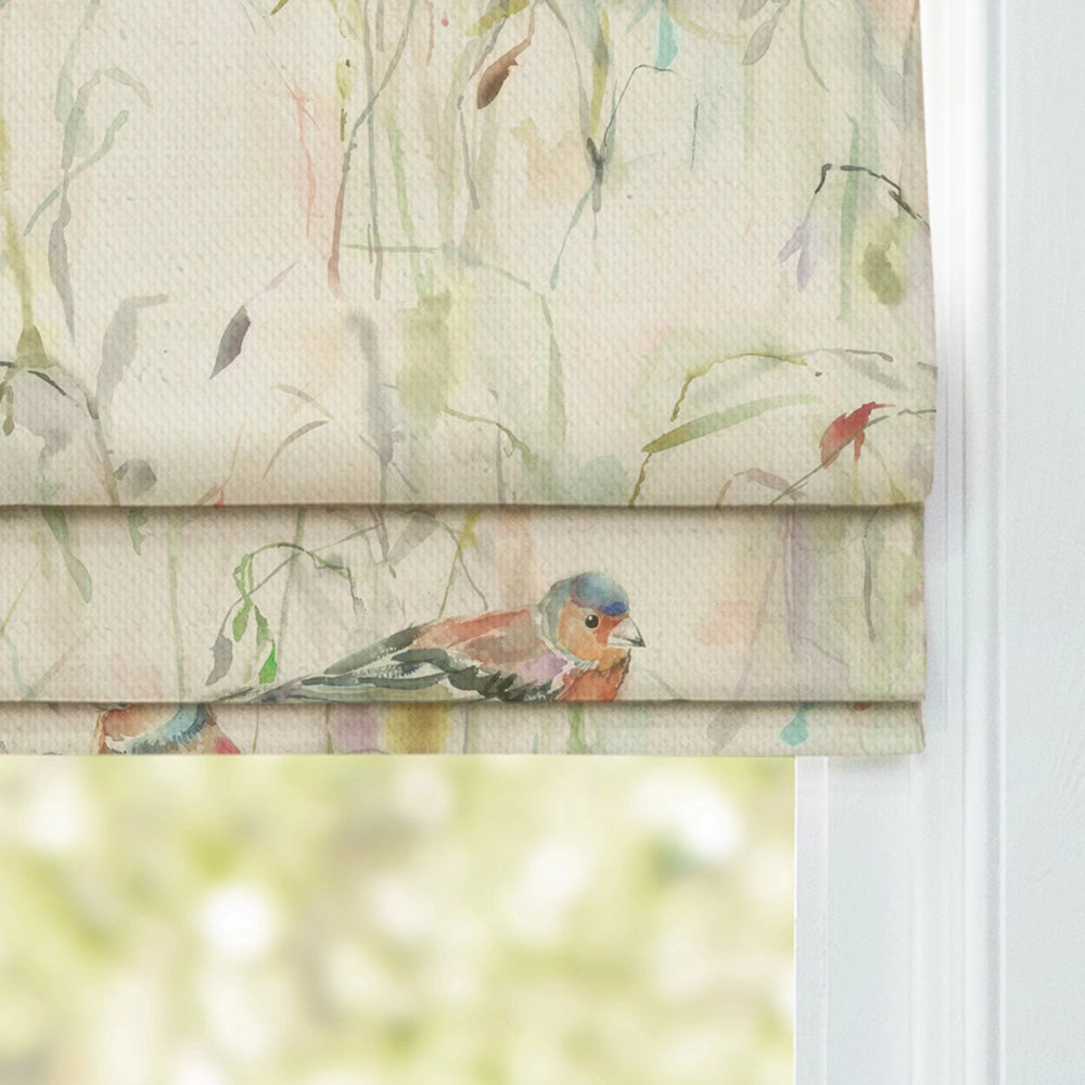 Chaffinch Printed Cotton Made to Measure Roman Blinds Natural