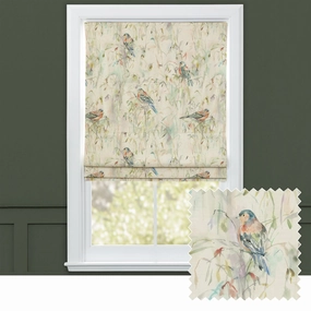 Chaffinch Printed Cotton Made to Measure Roman Blinds Naturalbedding sets ,throw blankets 
