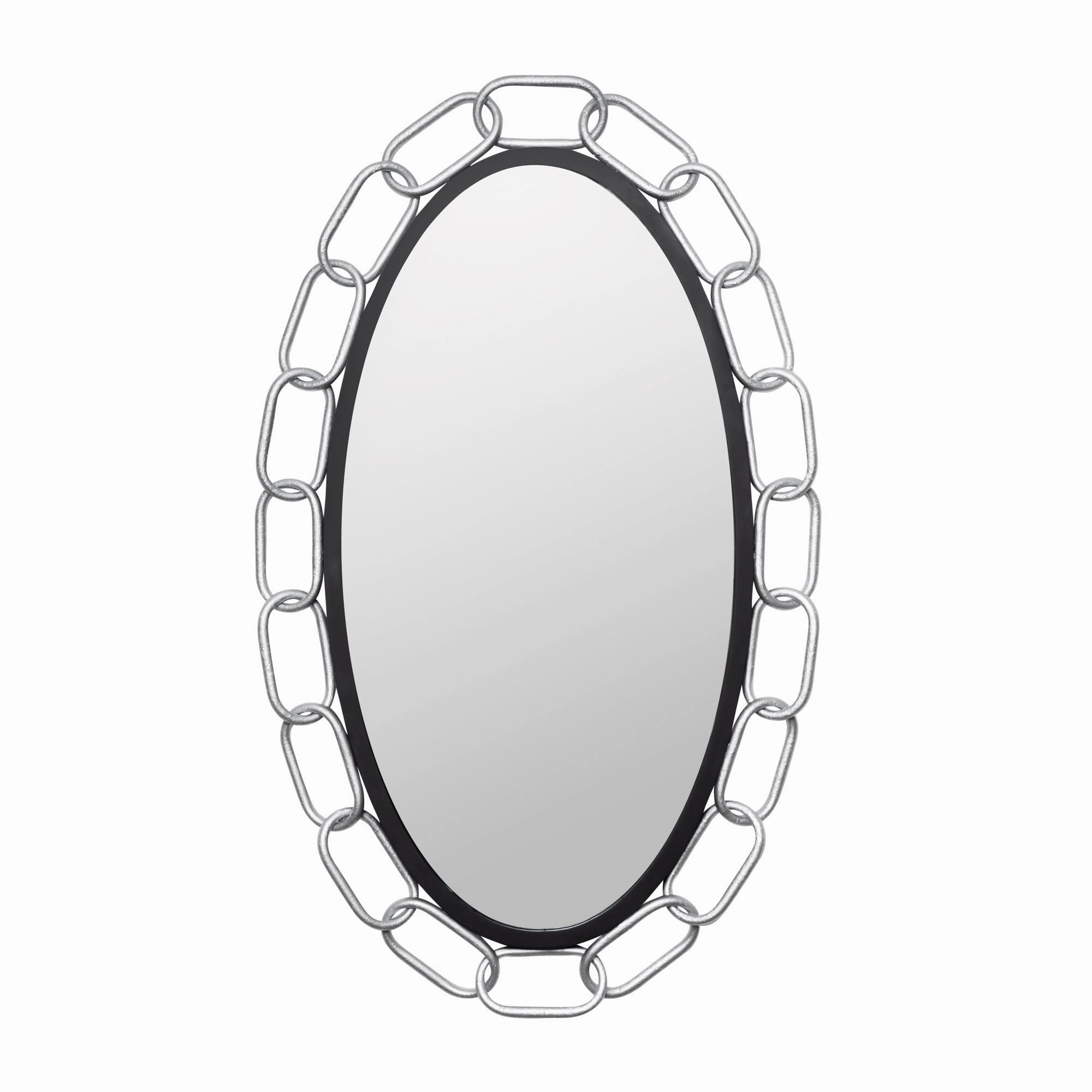Chains of Love 444MI24MBTS 24-Inch Oval Mirror - Matte Black/Textured Silverwall mounted decorative mirror,full length dressing mirror