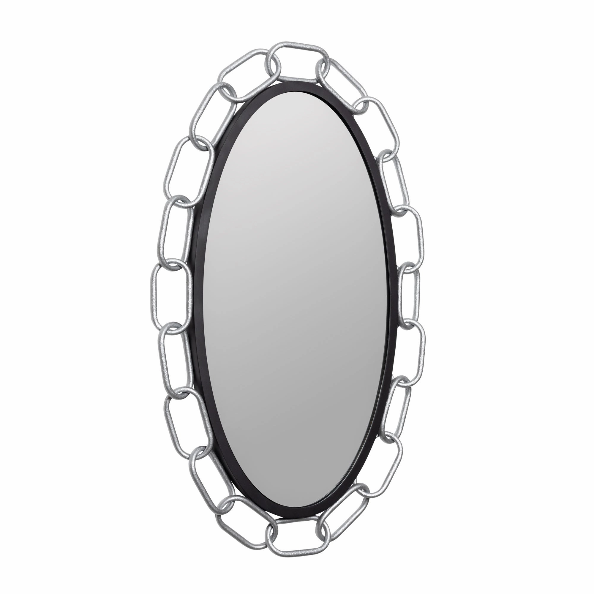 Chains of Love 444MI24MBTS 24-Inch Oval Mirror - Matte Black/Textured Silver