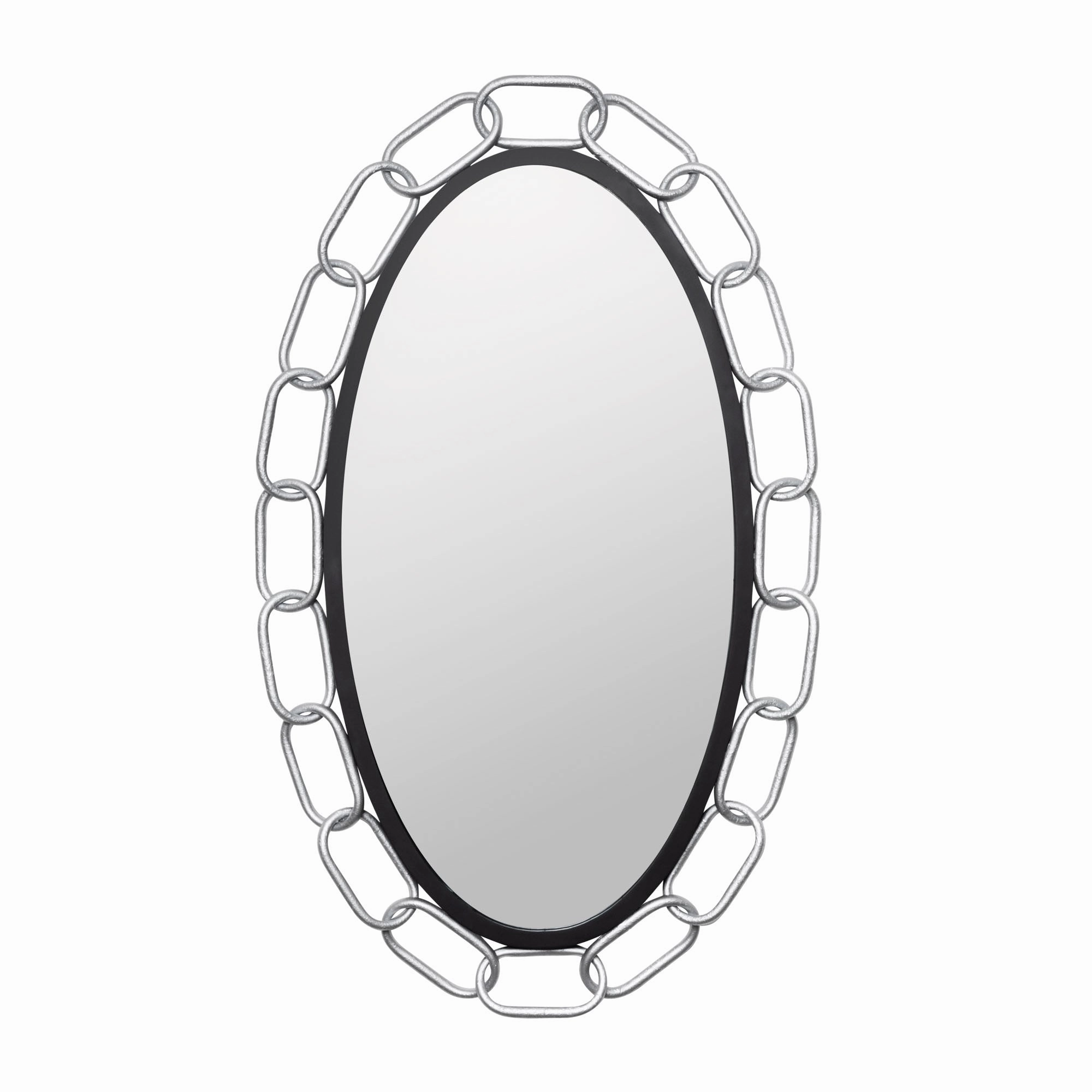 Chains of Love 444MI24MBTS 24-Inch Oval Mirror - Matte Black/Textured Silverwall mounted decorative mirror,full length dressing mirror