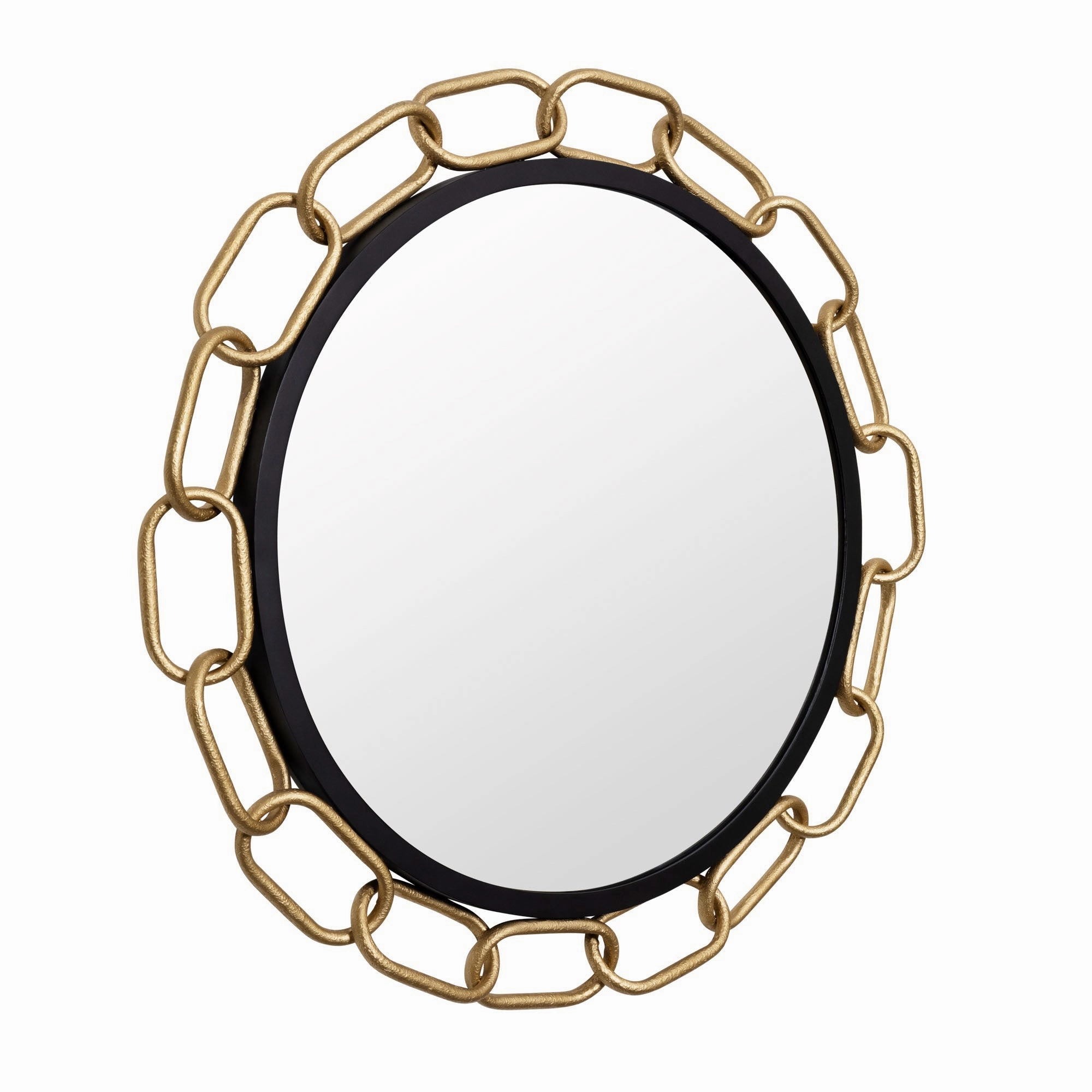 Chains of Love 444MI30MBTG 30-Inch Round Mirror - Matte Black/Textured Gold