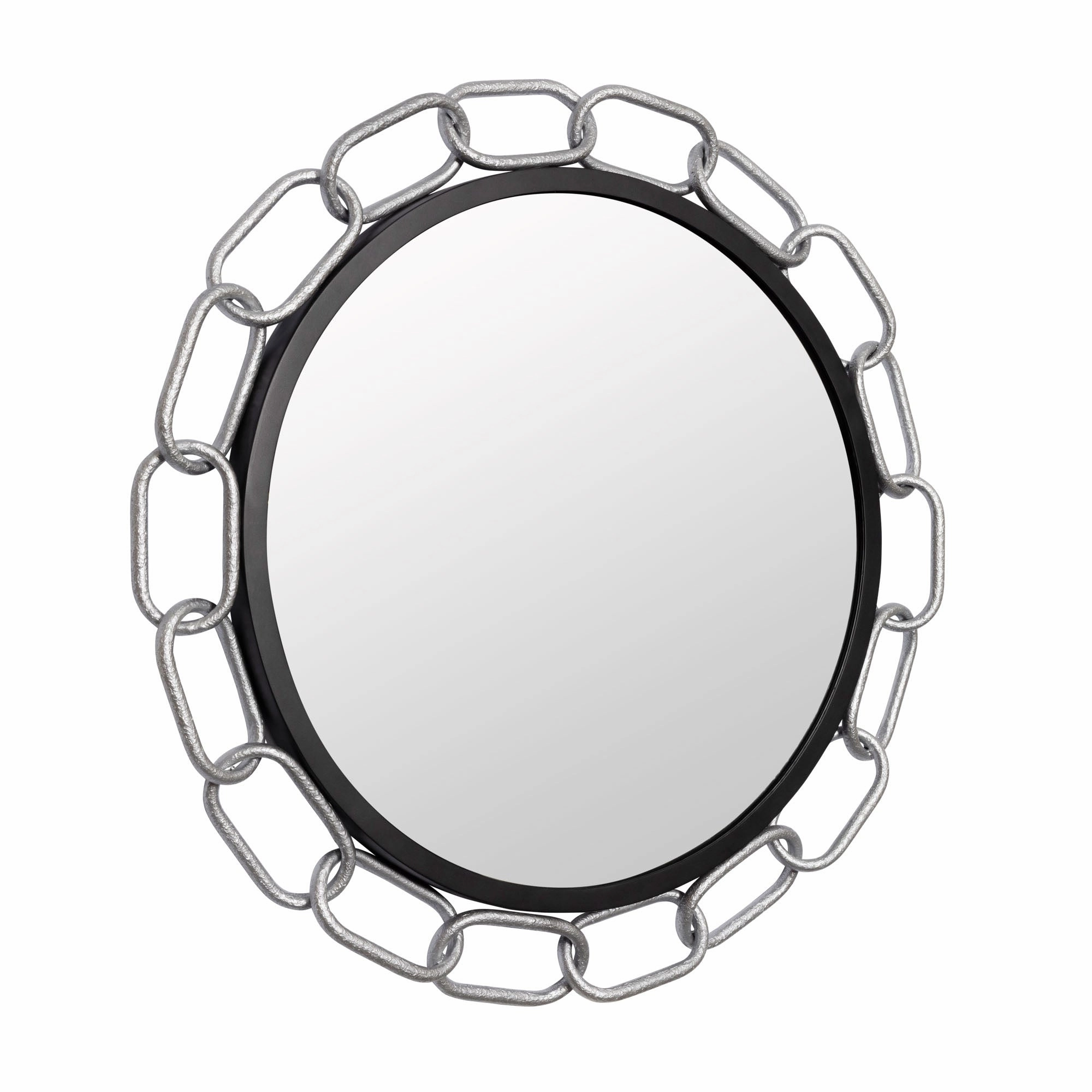 Chains of Love 444MI30MBTS 30-Inch Round Mirror - Matte Black/Textured Silver