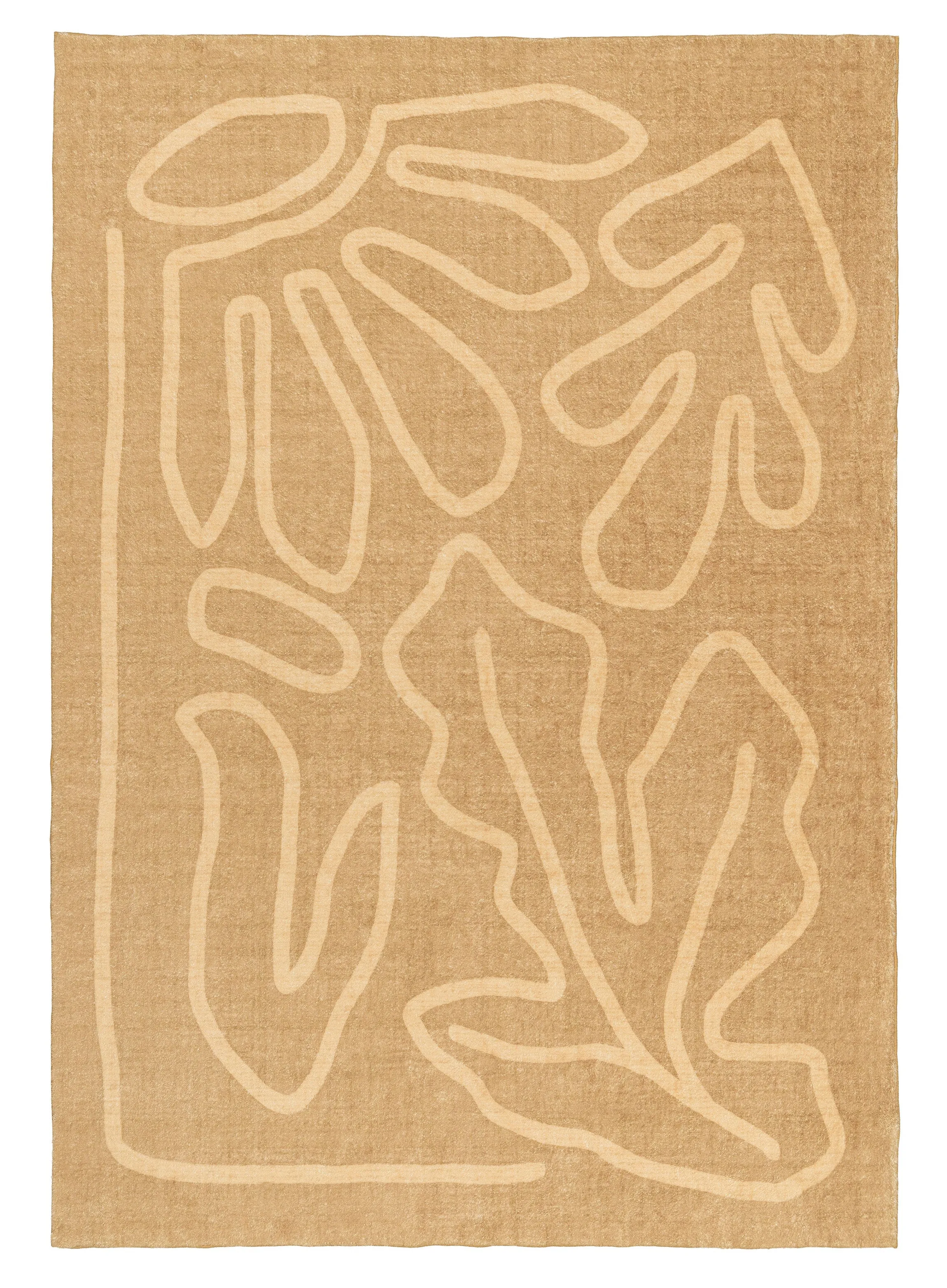 Chandra Brown Hand Drawn Washable Rugmodern color block patchwork rug