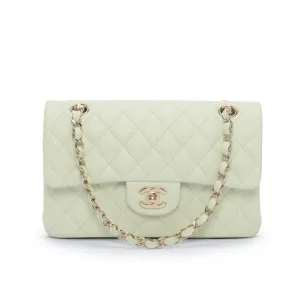 Chanel Mint Green Caviar Small Classic Double Flap Bag