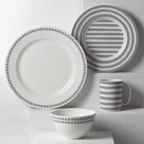Charlotte Street Grey North 4-Piece Place Settingmodern kitchen decor ,kitchen dinner set ,dinnerware 