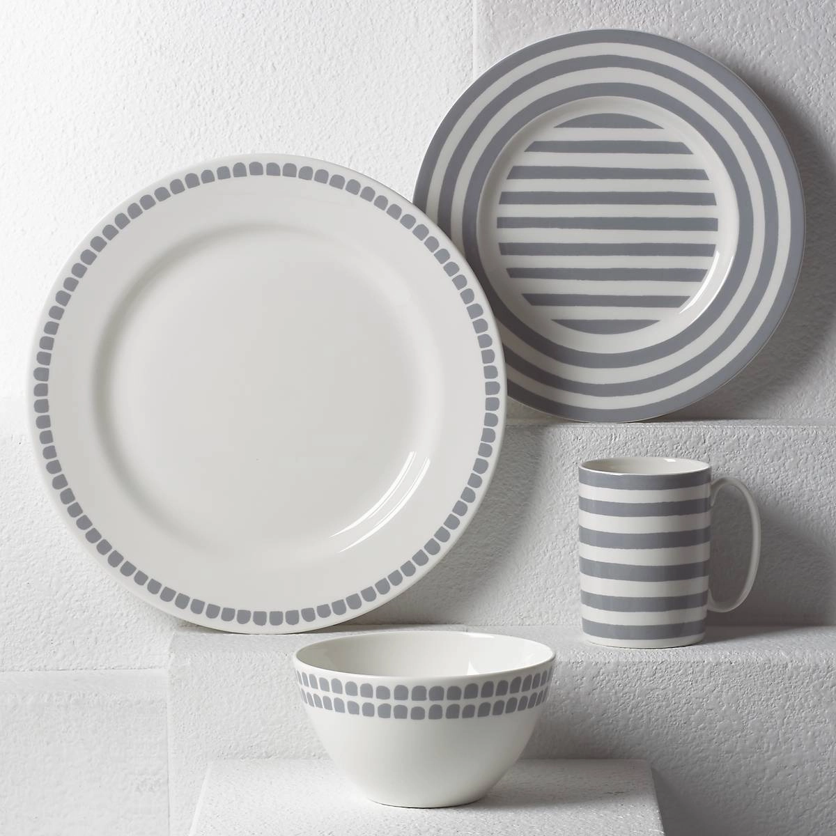 Charlotte Street Grey North 4-Piece Place Settingmodern kitchen decor ,kitchen dinner set ,dinnerware 