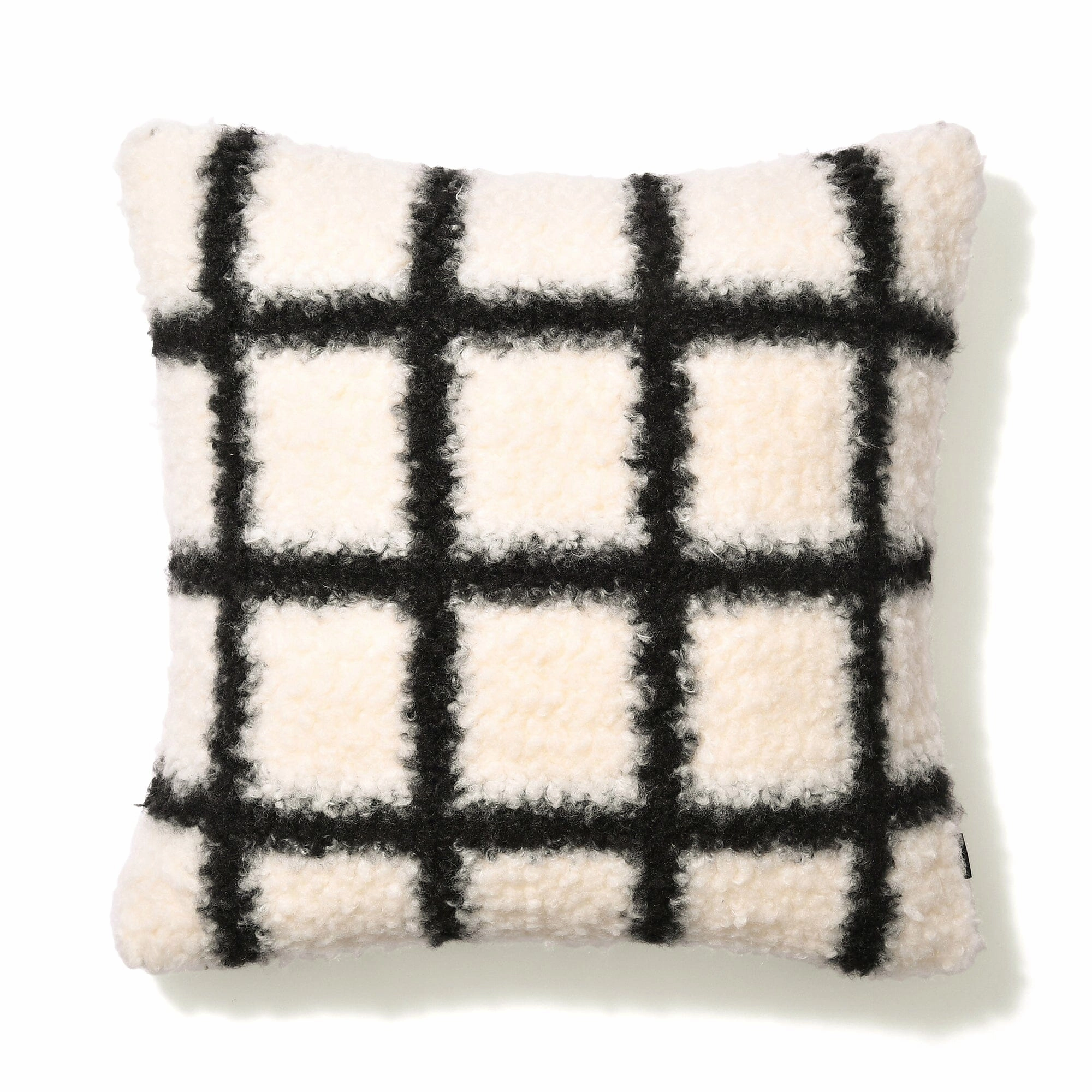 Checked Boa Cushion Cover 450 X 450 White X Blackbedding sets ,throw blankets 