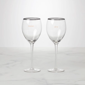 Cheers To US Sweet & Dry Wine Glasses - Set Of 2glass cups ,personalized mugs 