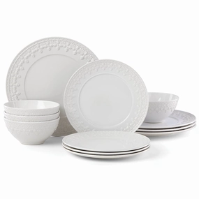 Chelse Muse Fleur White 12-Piece Dinnerware Setmodern kitchen decor ,kitchen dinner set ,dinnerware 