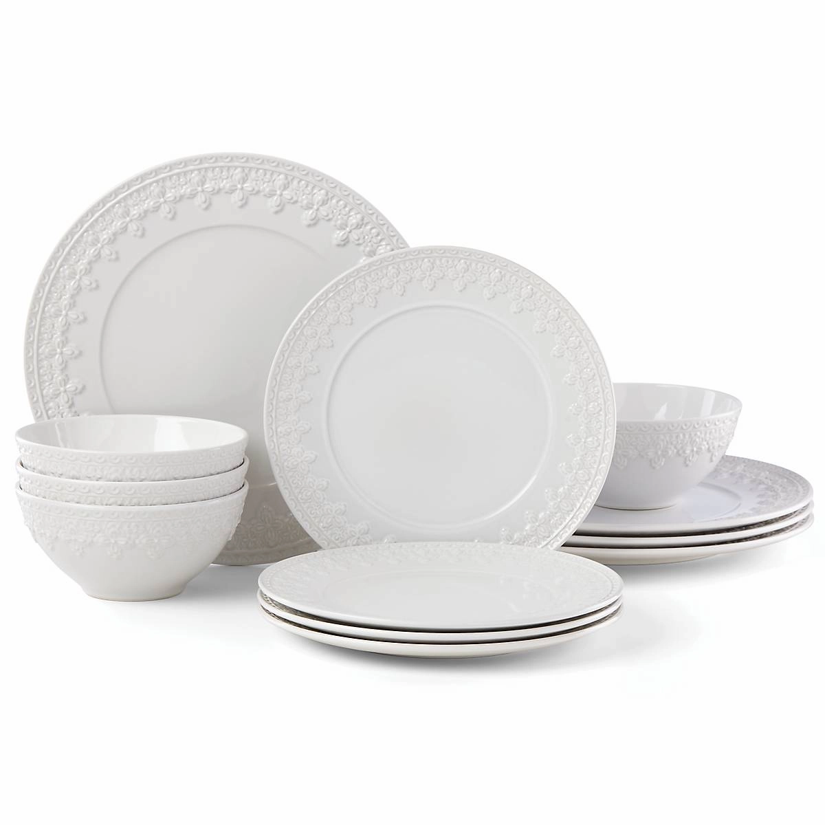 Chelse Muse Fleur White 12-Piece Dinnerware Setmodern kitchen decor ,kitchen dinner set ,dinnerware 