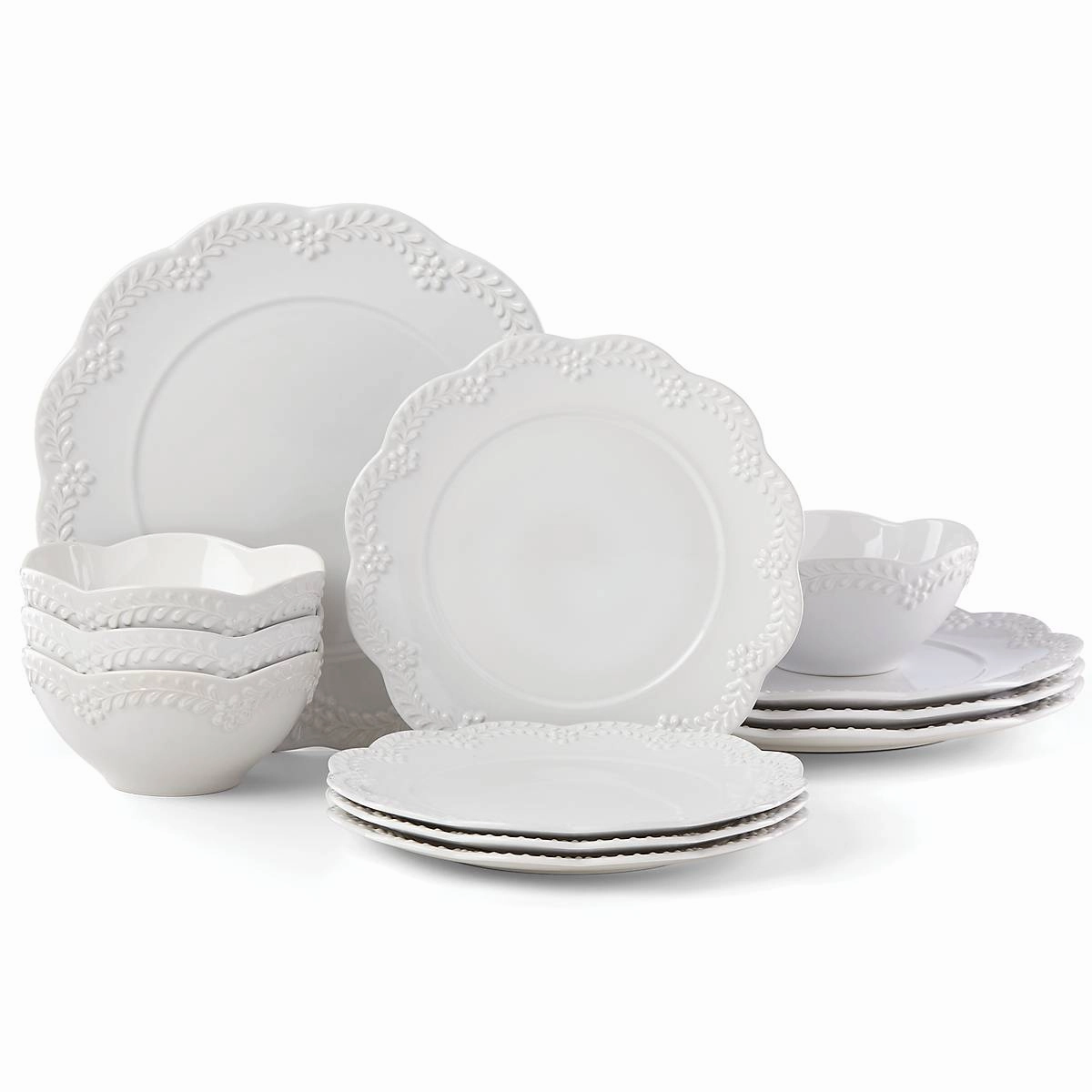 Chelse Muse Floral White 12-Piece Dinnerware Setmodern kitchen decor ,kitchen dinner set ,dinnerware 