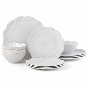 Chelse Muse Floral White 12-Piece Dinnerware Setmodern kitchen decor ,kitchen dinner set ,dinnerware 